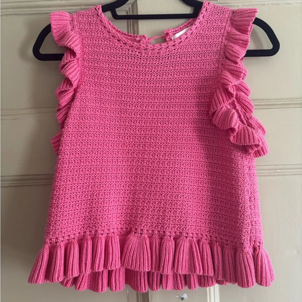 Pink Ruffled Knit Top - Picture 1 of 3